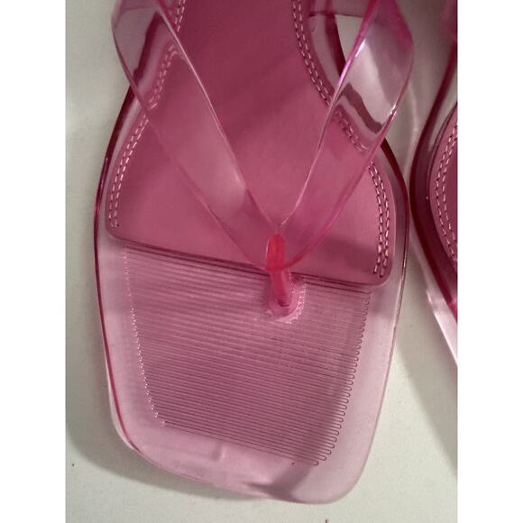 Steve Madden Tracie Thong Women's 6 Jelly Pink Slip On Square Toe Sandal - Picture 4 of 11